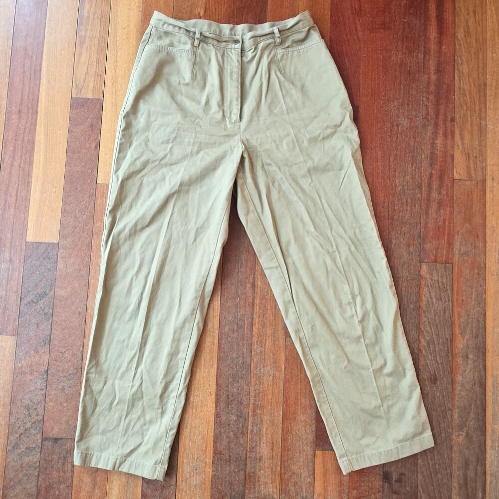 L.L. Bean 100% Cotton High Waist Chino Trouser Pants Plus Size 14 REG